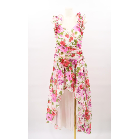 Abercrombie & Fitch Dresses & Skirts - Abercrombie & Fitch Floral Strawberry Ruffle Strap High-Low Maxi Dress Sz M